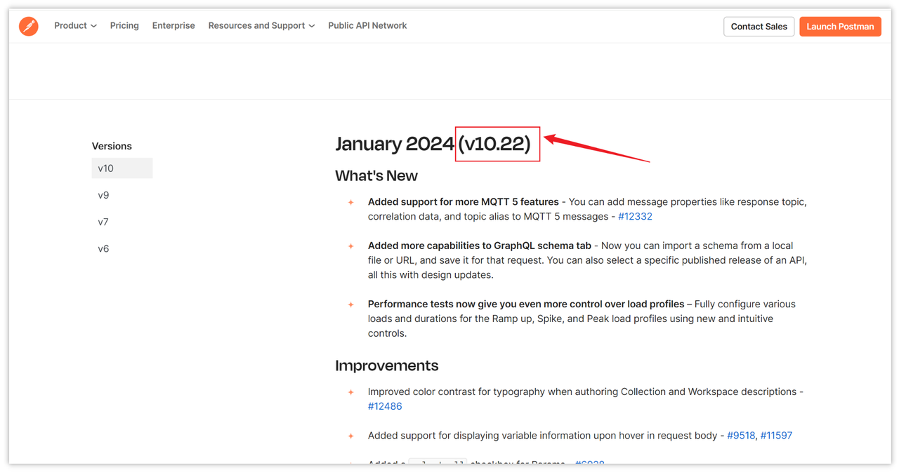 Postman 历史版本查看示意图