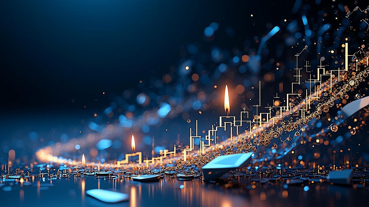 Abstract future trading scene: semi-transparent go