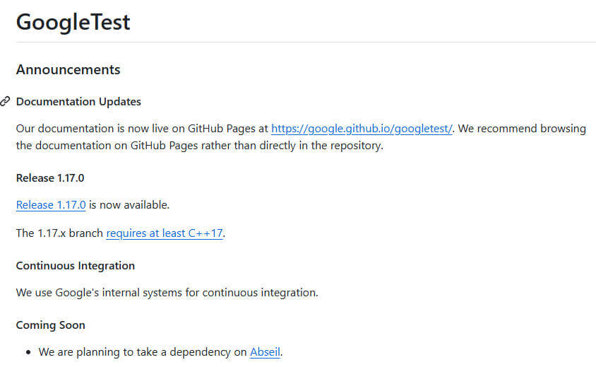 googletest 项目介绍图
