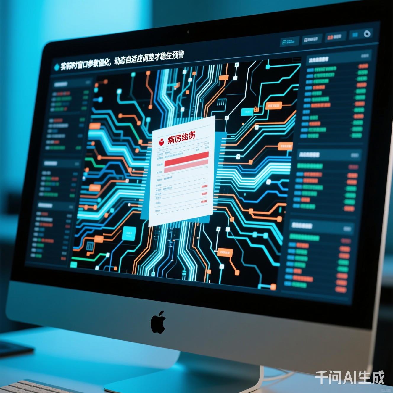 电脑屏幕显示着混乱的电子病历数据流