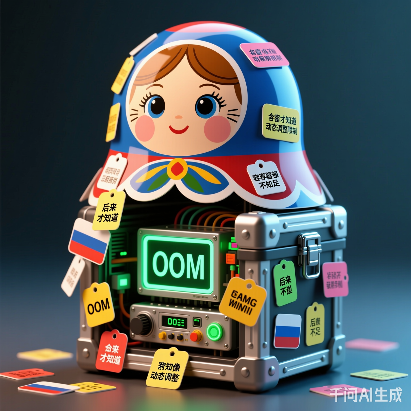 贴满标签的设备箱像俄罗斯套娃