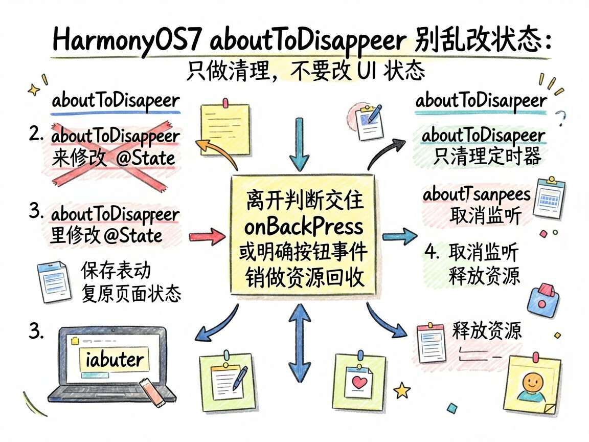 为文章《HarmonyOS7 aboutToDisappear 别乱改状态:ArkUI/ArkTS