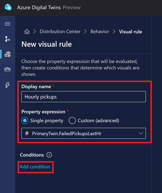 3D 场景工作室中“新建行为”选项的屏幕截图,显示了“新建视觉规则”选项。