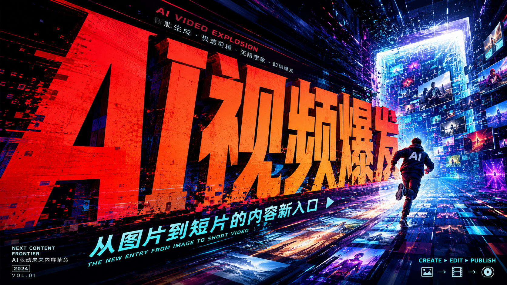 AI视频爆发空间文字封面示例