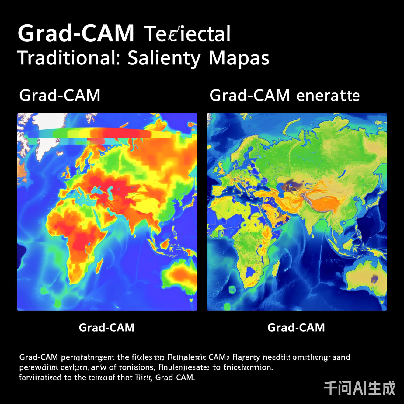 Grad-CAM与传统Saliency Maps的对比：Grad-CAM生成的热力图更聚焦于相关区域
