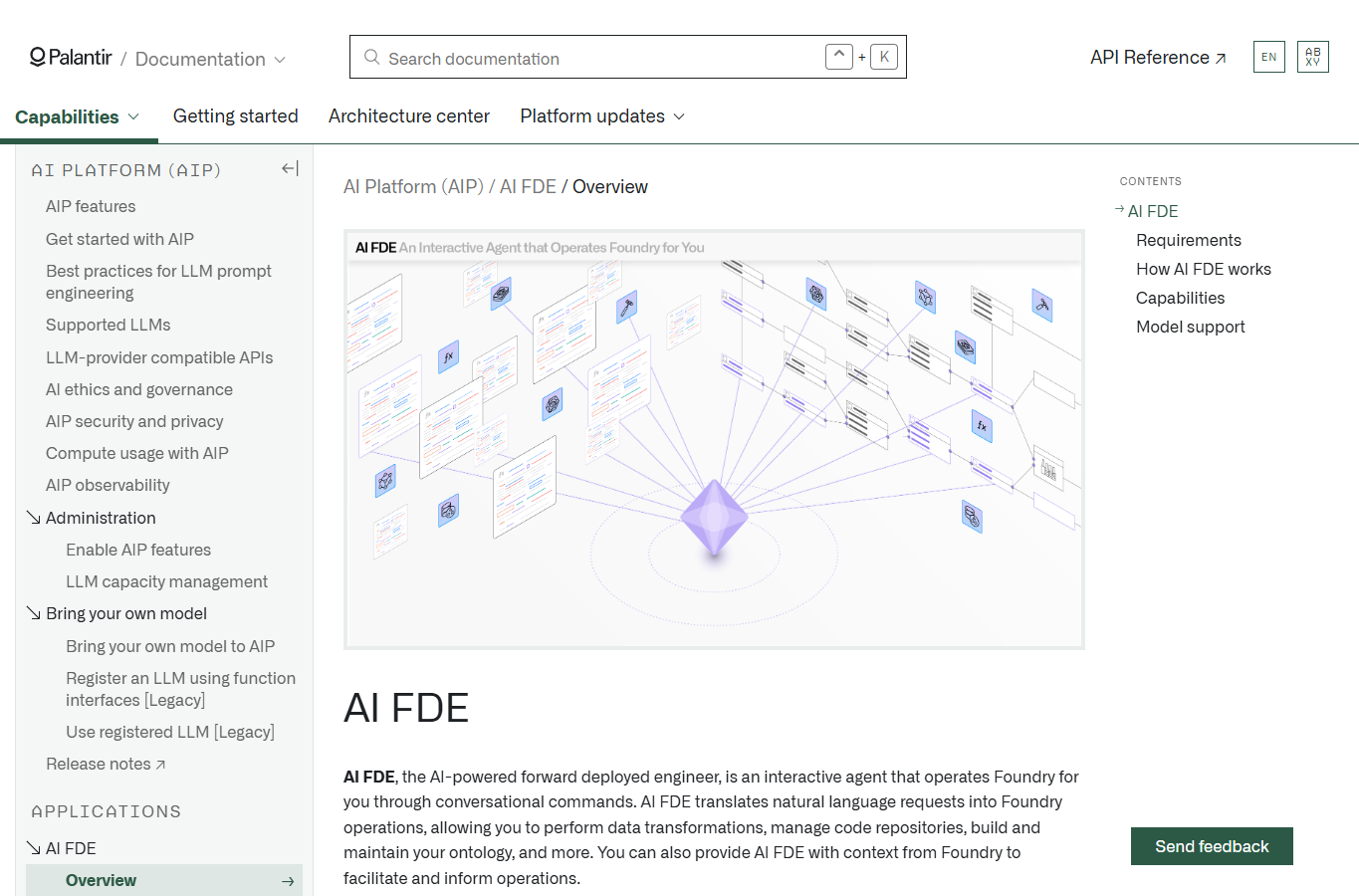 Palantir AI FDE 文档页面截图