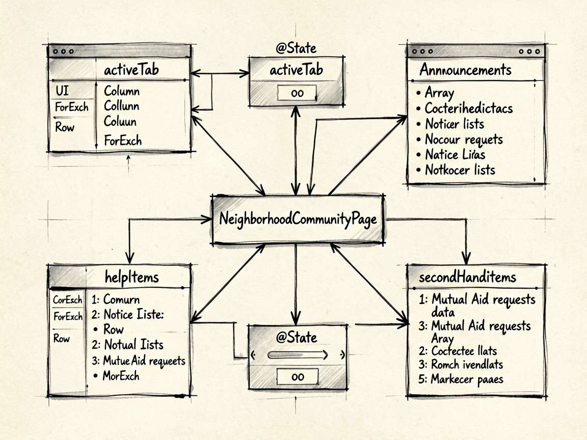 Ink-style architectural diagram of the ArkUI state