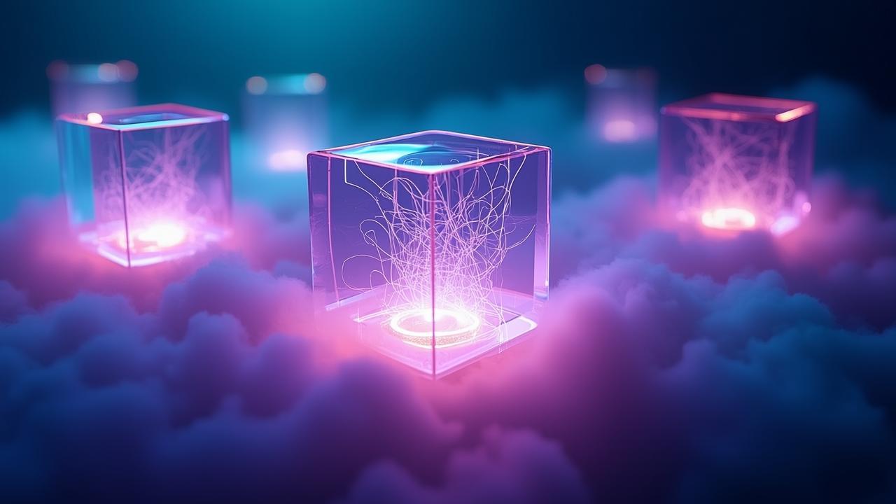 An abstract visualization of floating translucent