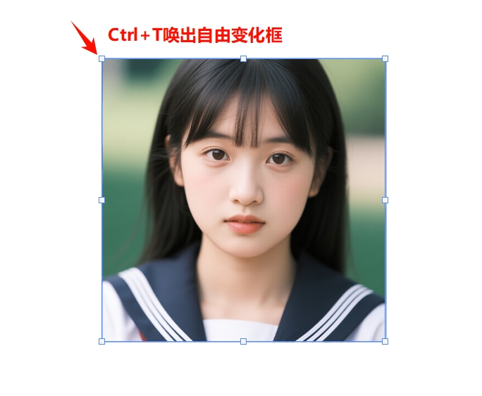 按下快捷键Ctrl+T,图片四周会出现控制点