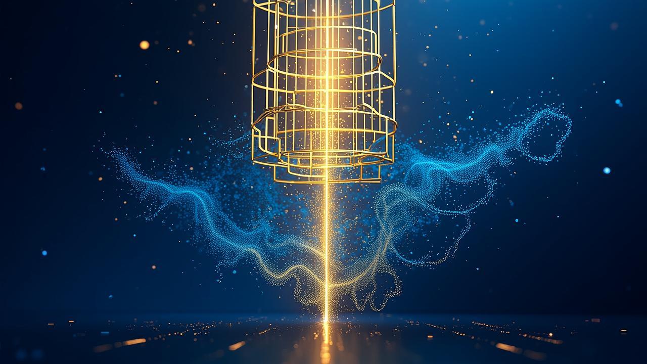 Abstract digital contract imagery: deep blue backg