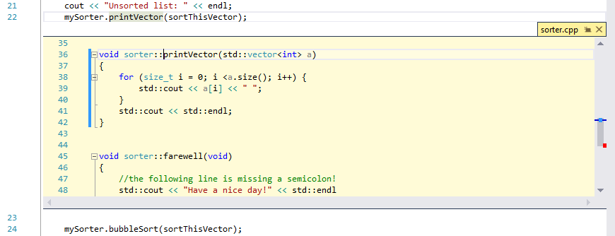 Peek Definition Window
