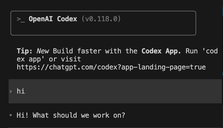Codex 里真正的用户输入只有一句 hi