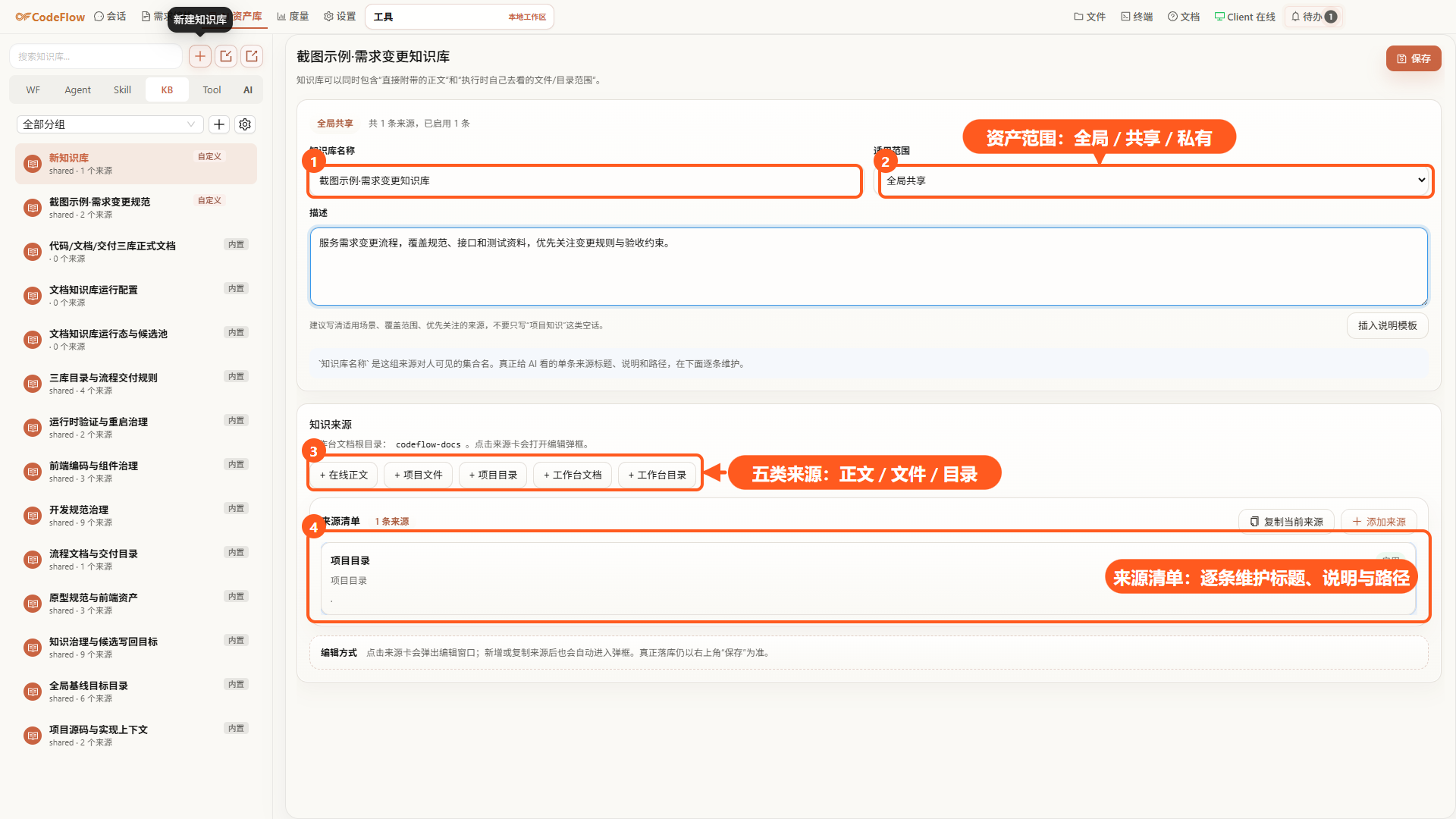知识库创建与来源配置