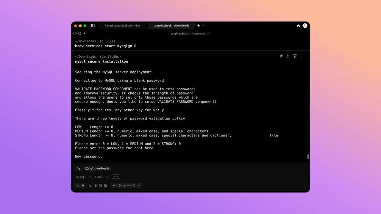 Start and mysql_secure_installation