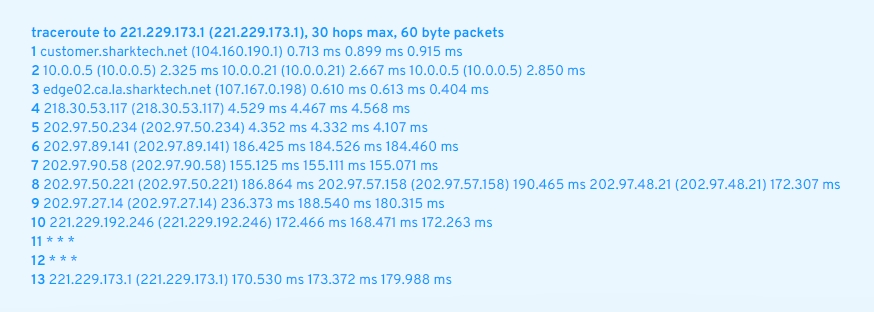 江苏徐州电信回程测试