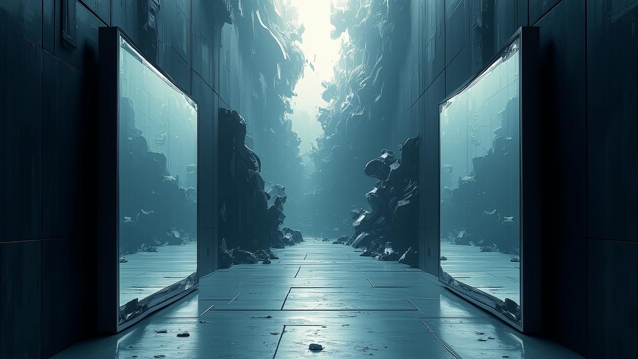 Two mirrors facing each other, creating an infinit
