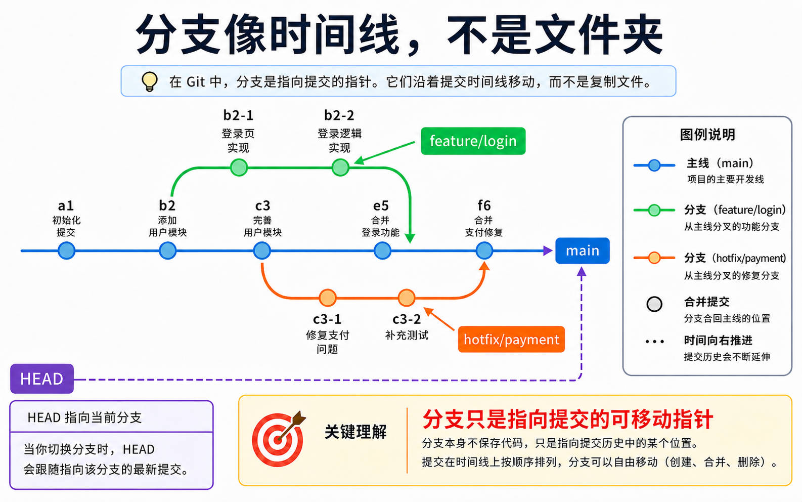 图 03：分支像时间线，不是文件夹