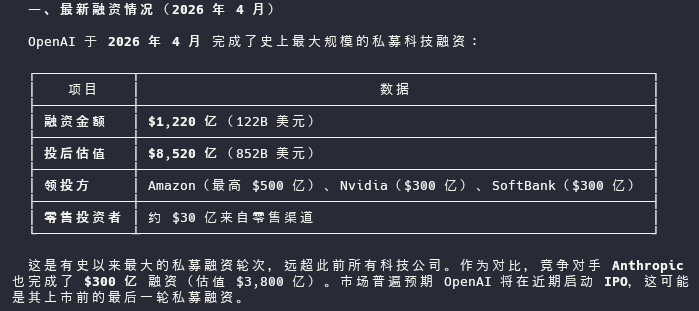 最新融资情况