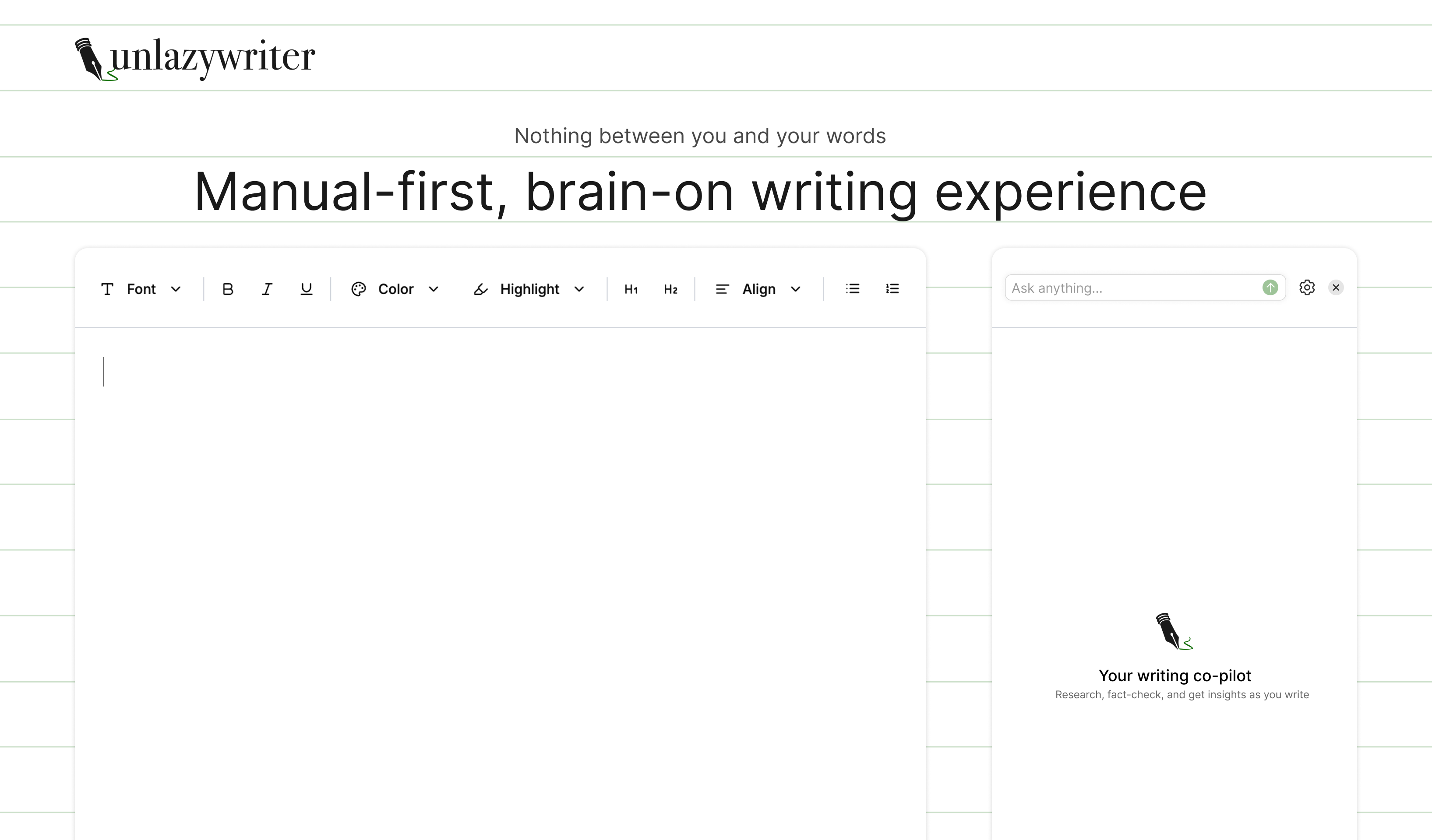 Unlazy Writer