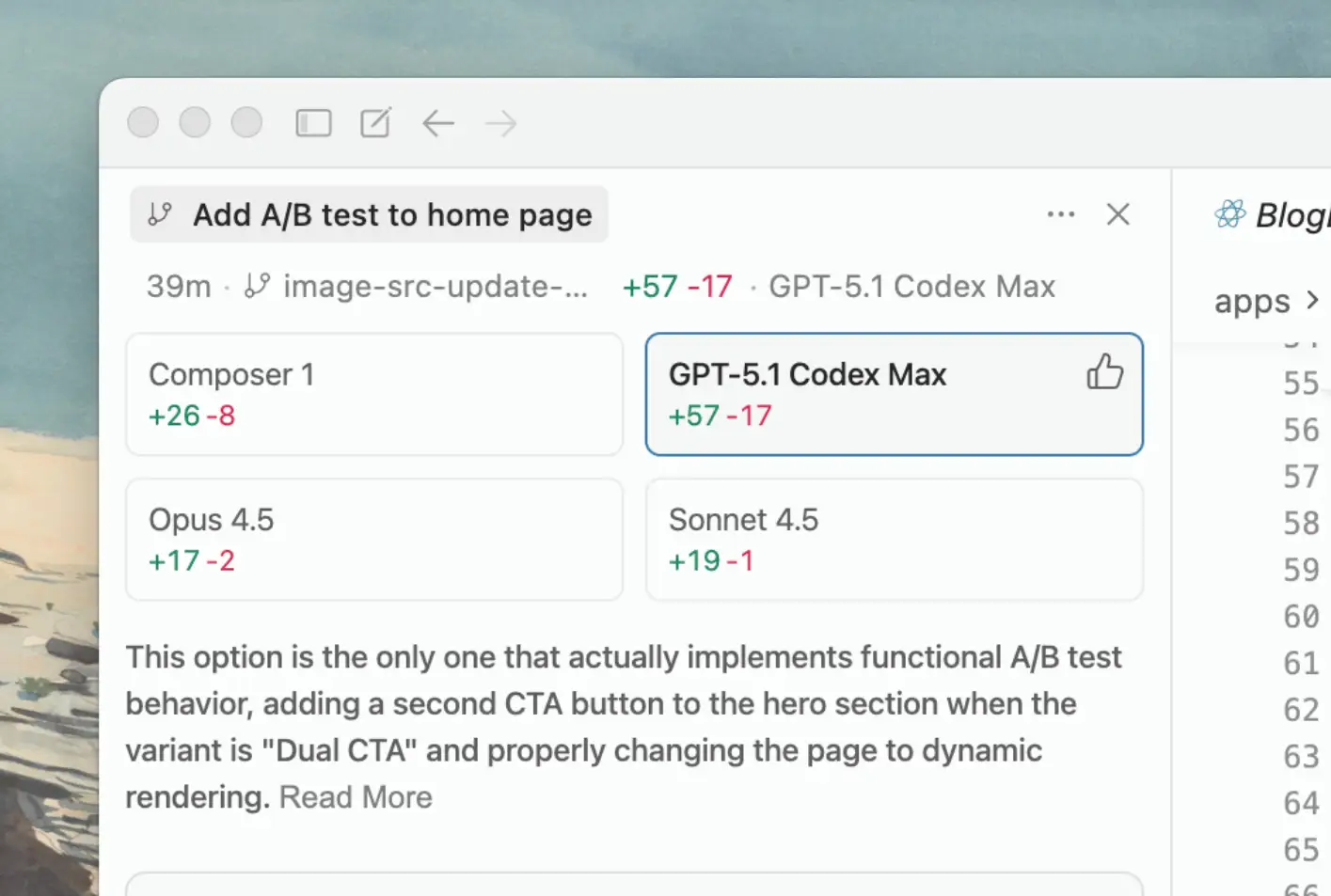 Multi-agent Judging 界面：三列代码方案 + 右侧评审面板，显示“Agent #2 胜出：边界处理更健壮”