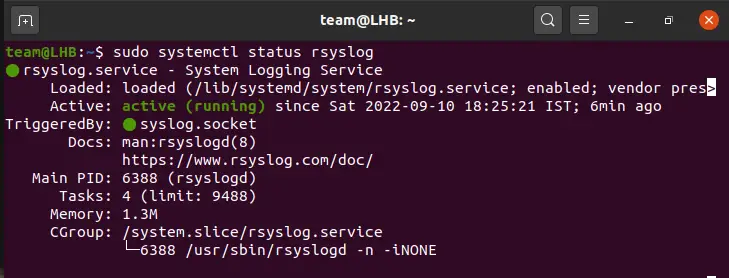 检查 rsyslog 的状态
