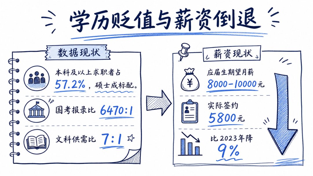 配图：学历贬值与薪资变化趋势