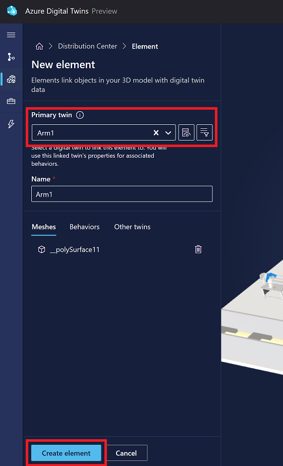 3D 场景工作室中新元素选项的屏幕截图。