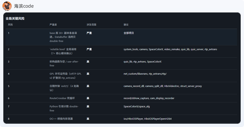 全局关键风险：2项严重 + 6项高危