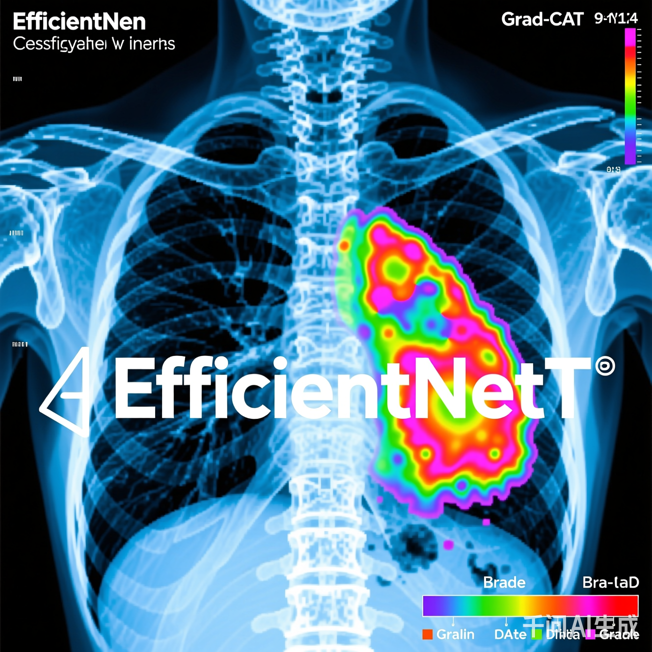 EfficientNet在乳腺X光中的Grad-CAM热力图示例