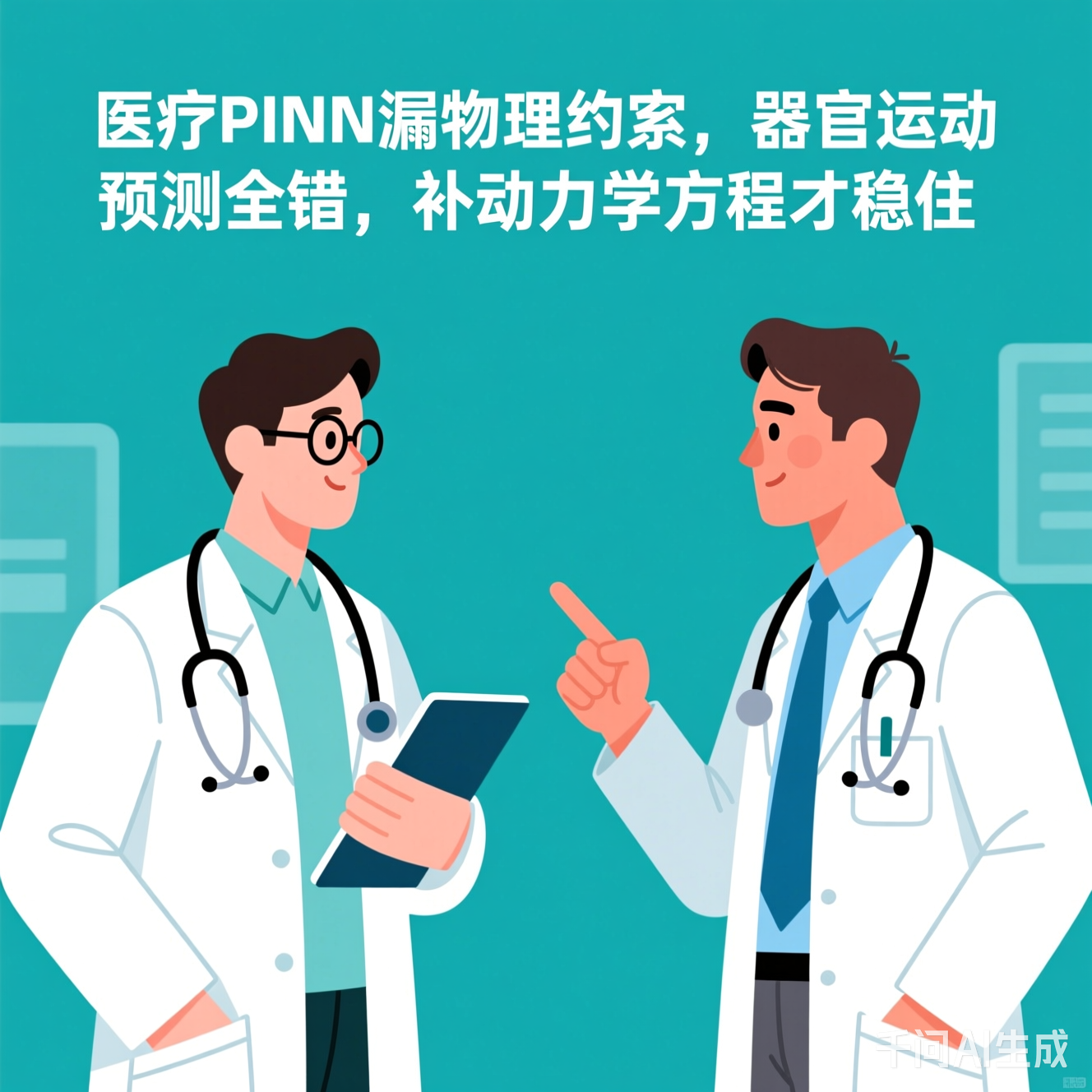 AI医生和真人医生对峙的插画