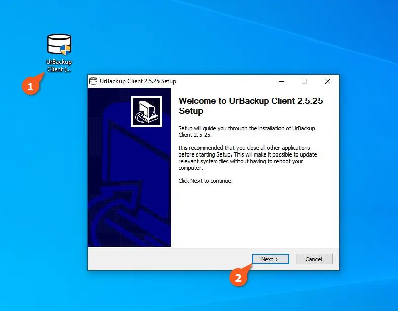 installing urbackup client on windows