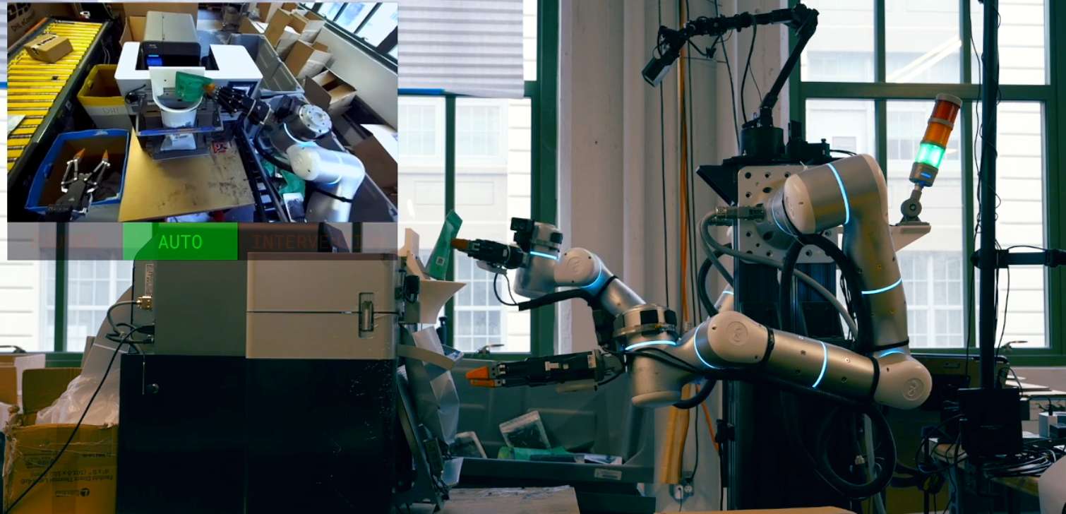 Continuous shot of π0.6 packaging orders at Ultra's customer site for a full shift at 96.4% autonomy