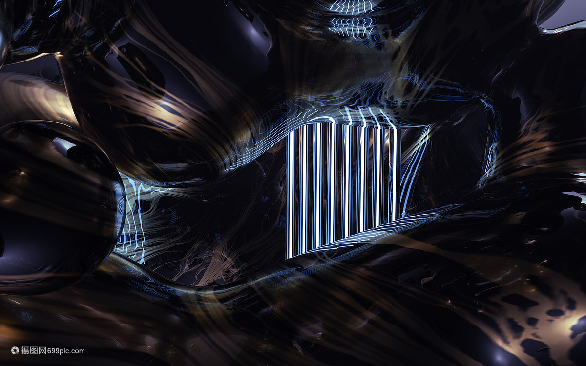 科幻未来空间 科技美学解构在裂缝中:未对齐的齿轮与发光的缺陷