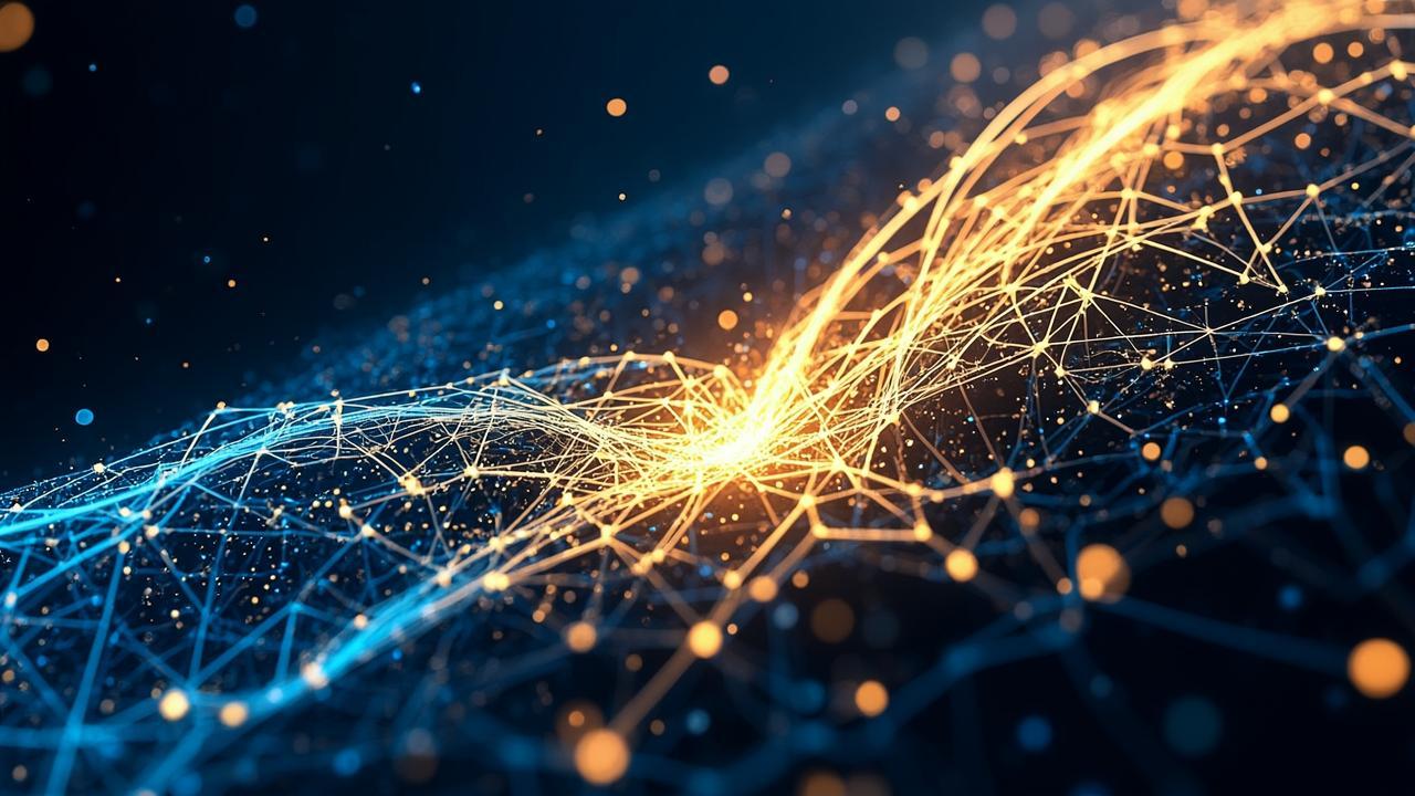 Abstract financial data flow imagery: flowing gold