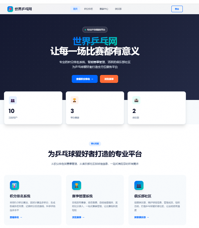 年轻人的运动网站！用码道快速开发乒乓球互动平台