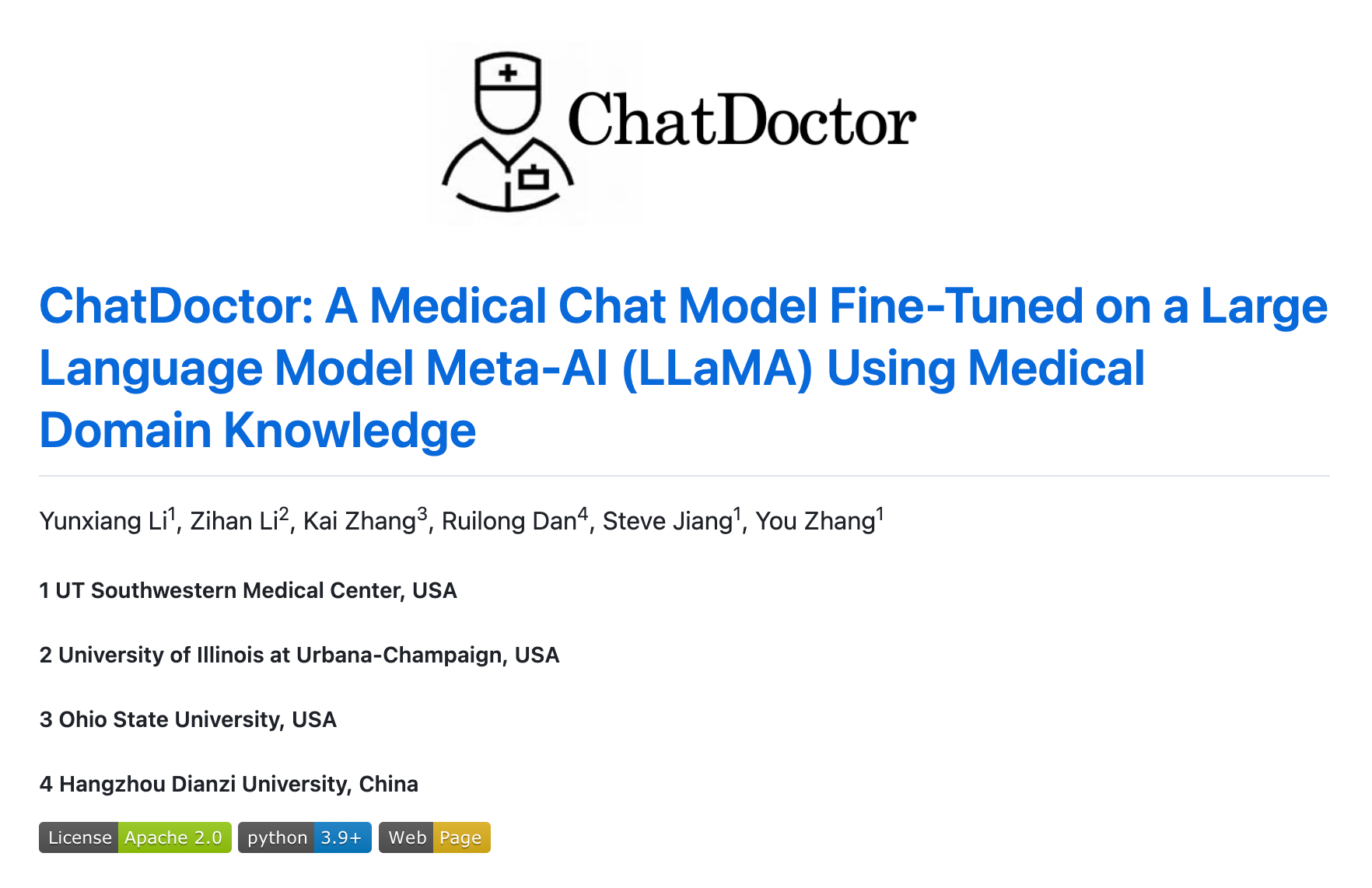 项目在GitHub上已获得约3600+star,探秘 ChatDoctor：LLaMA 微调后的 AI 医生，真能在线问诊？