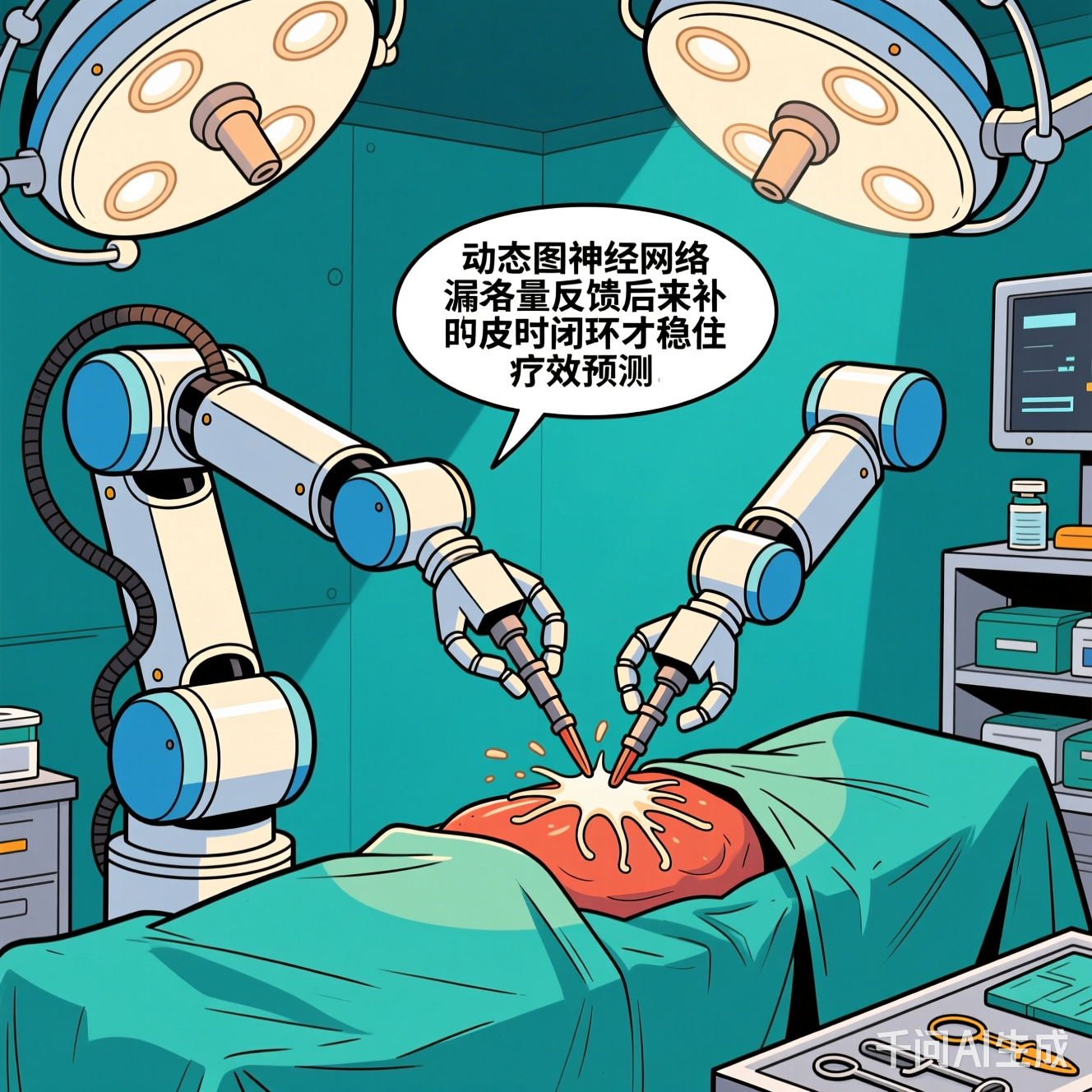 机械臂做手术的漫画