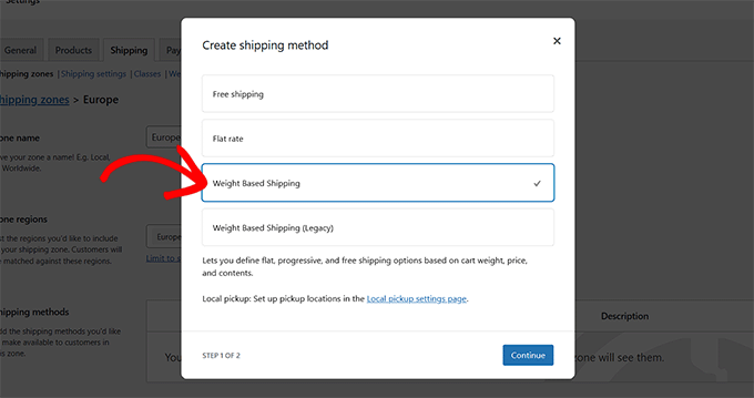 选择基于重量的运输方式