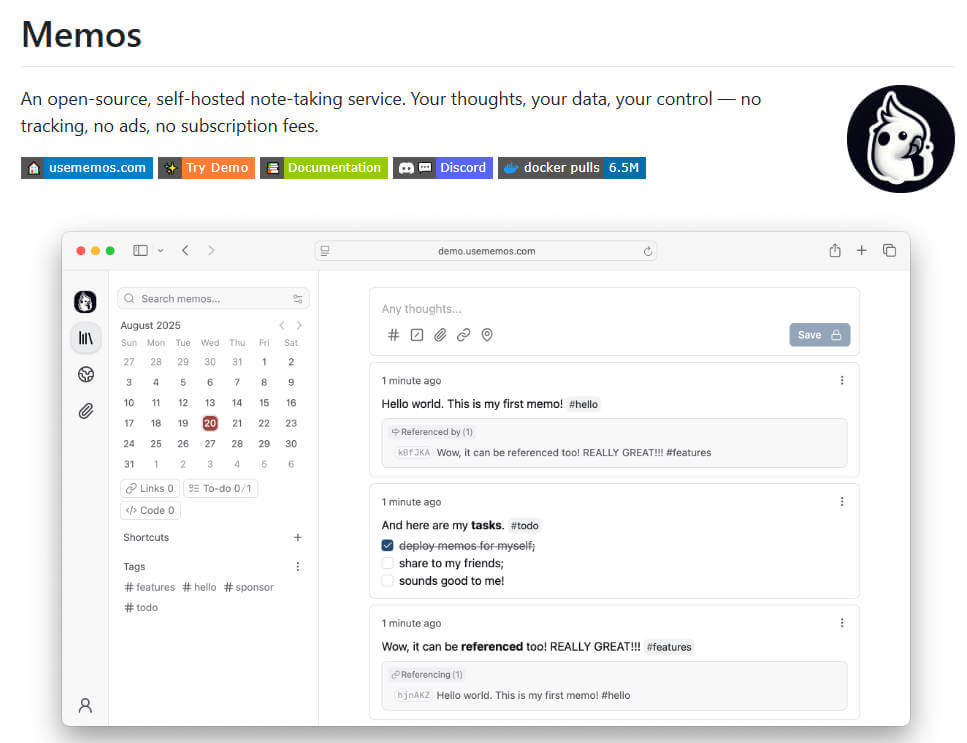 memos 项目介绍图