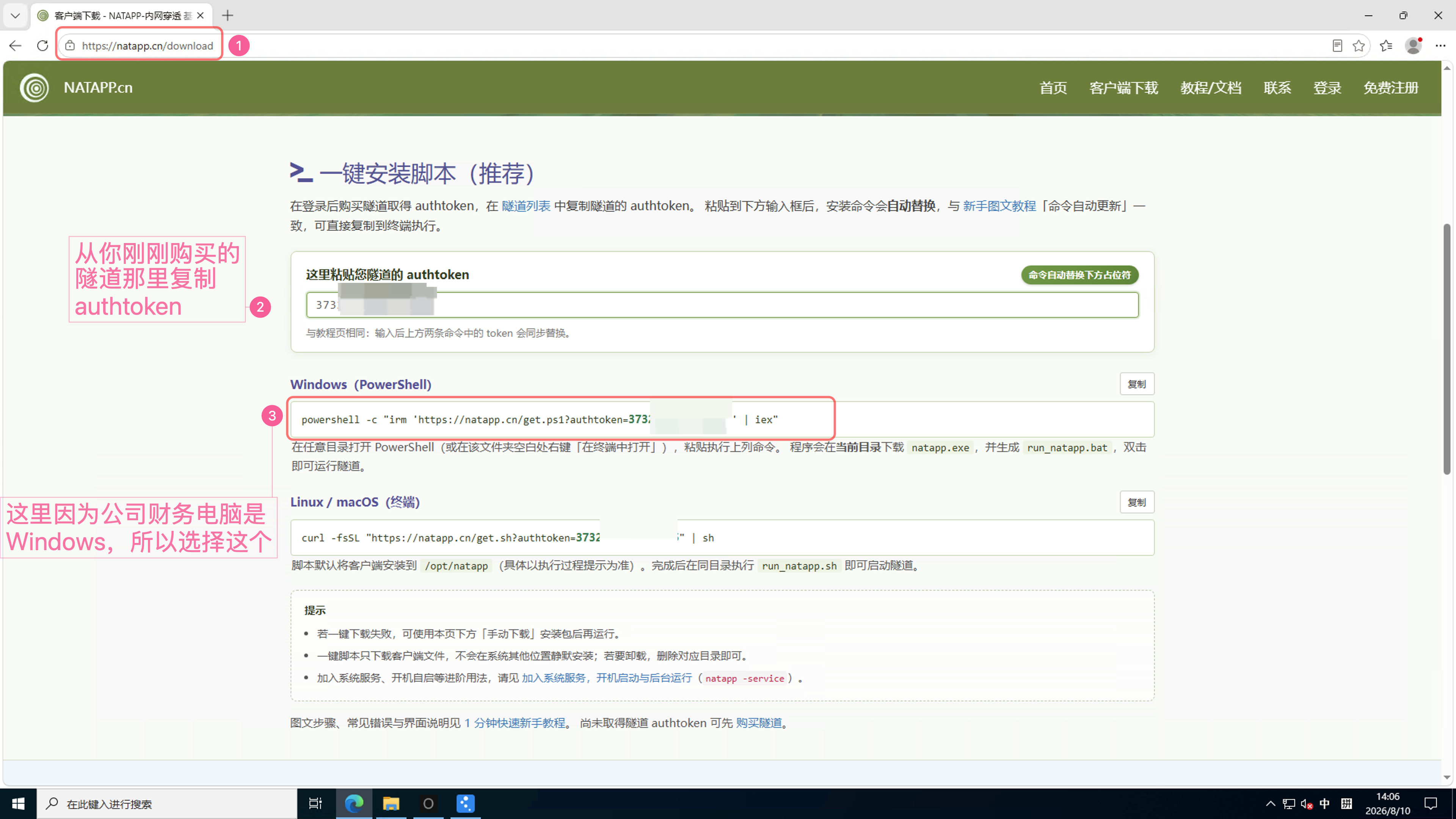 下载 Windows 版 Natapp 客户端