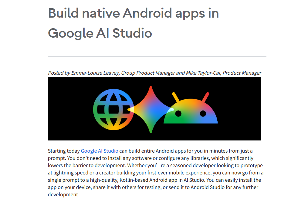在 Google AI Studio 中构建原生安卓应用