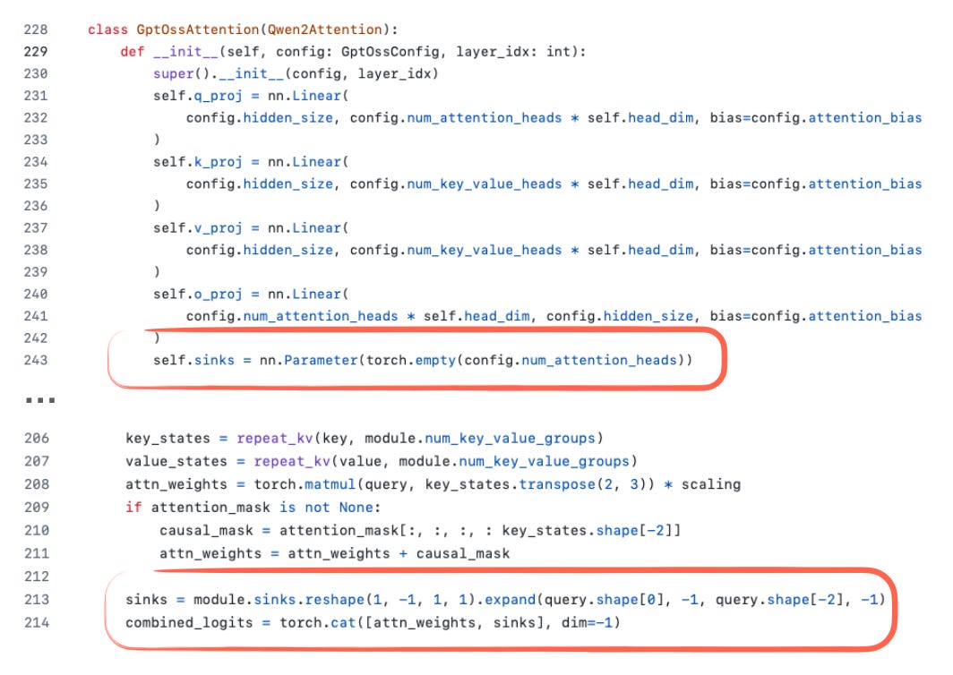 gpt-oss 中注意力汇点的使用