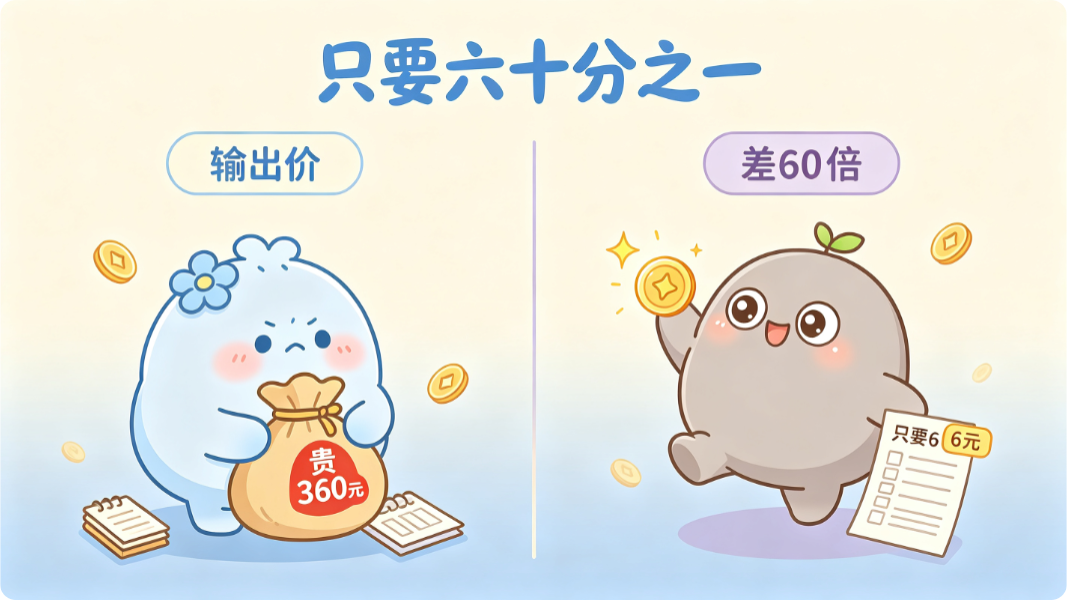 左贵右廉，一只钱袋一只硬币，60 倍的差距一眼可见