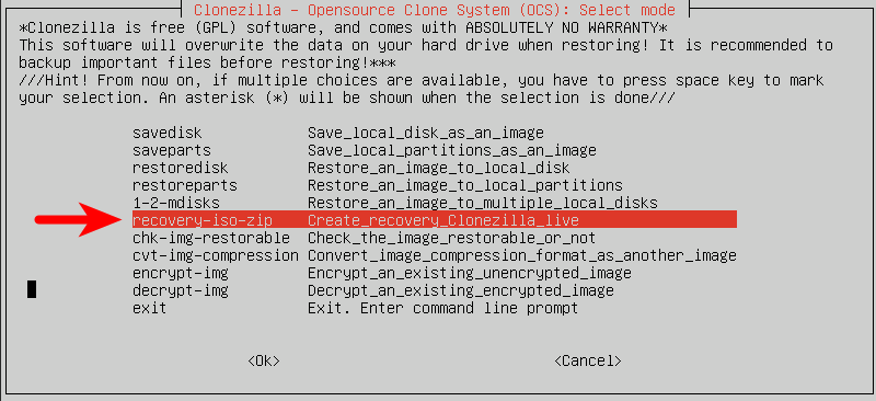 clonezilla recovery iso zip
