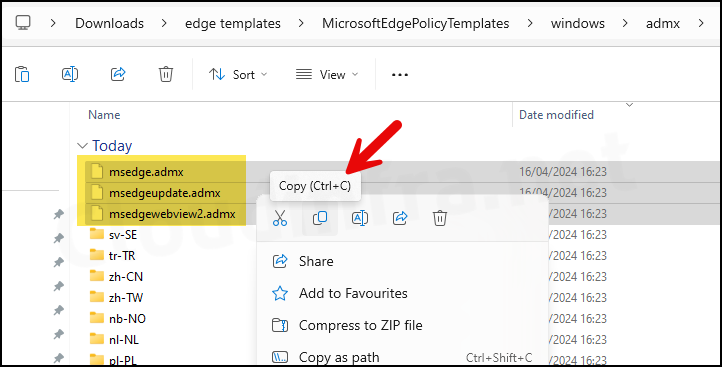 Copy ADMX Template files