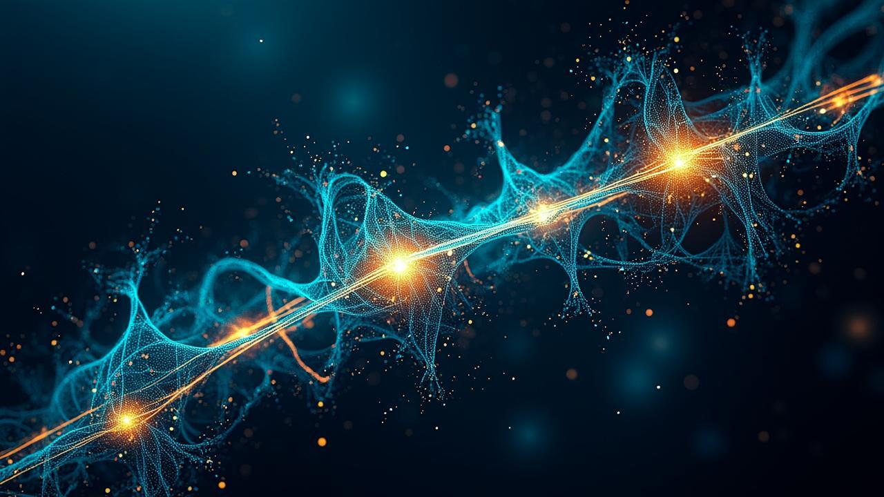 Abstract digital neural network imagery: flowing c