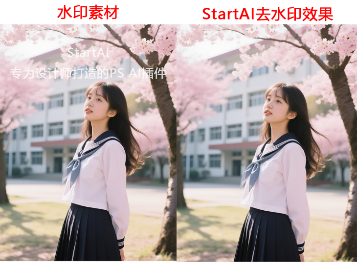 StartAI去水印效果对比图
