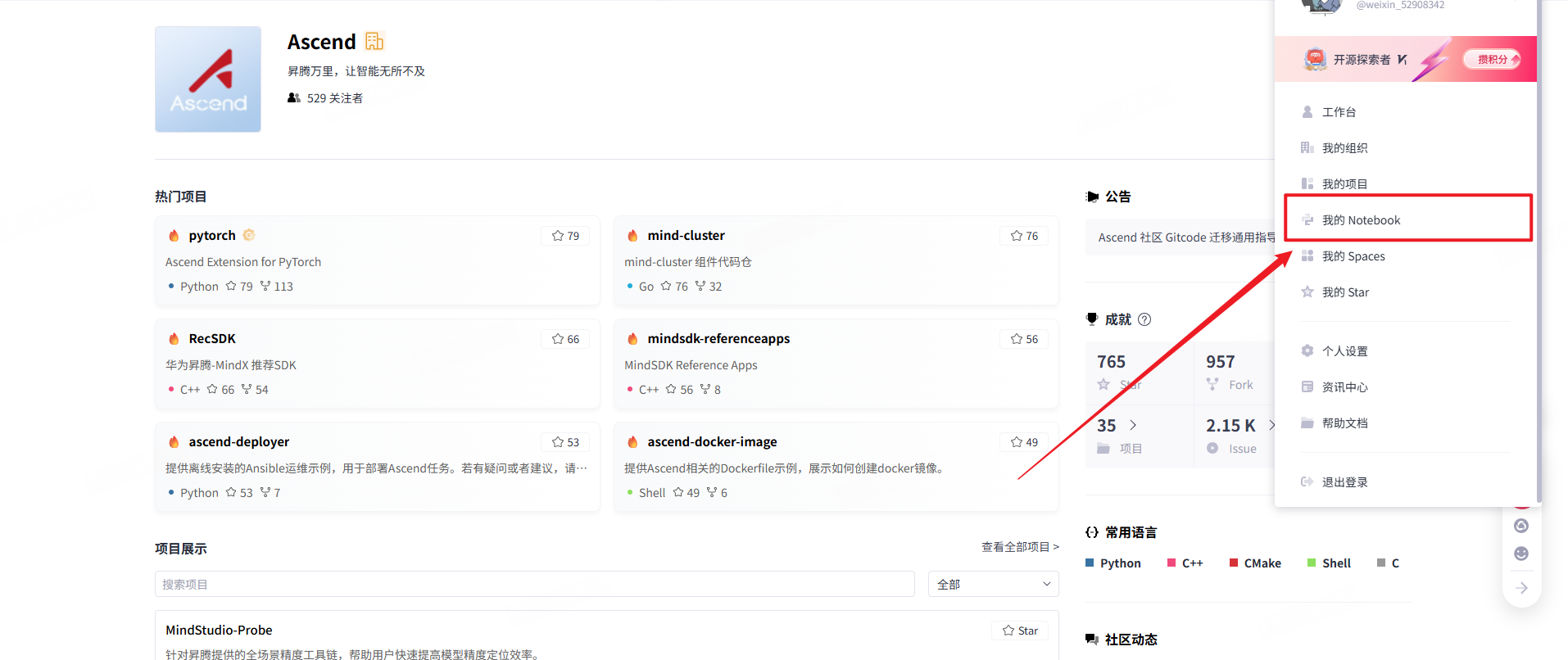 打开Notebook工作区