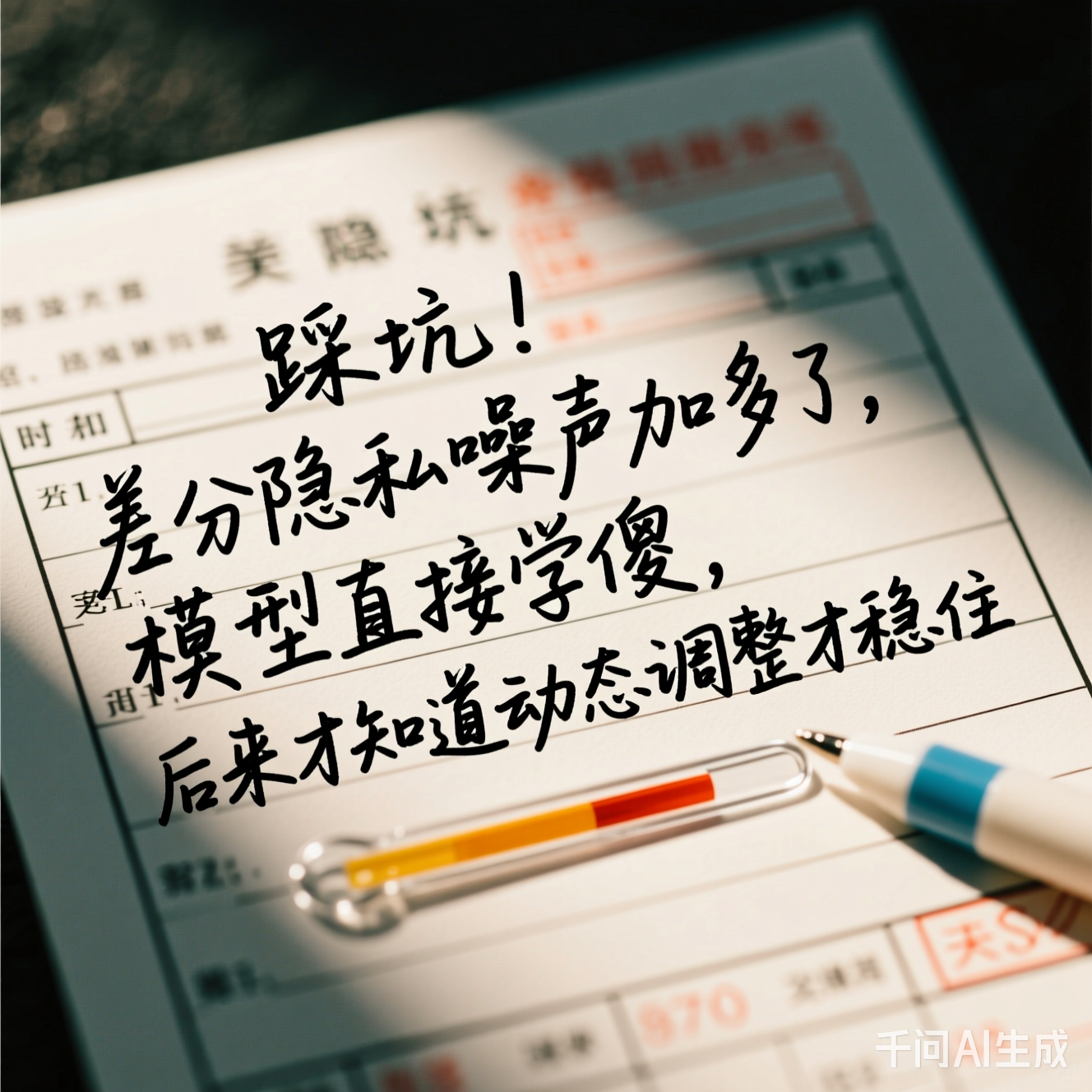 手写体温单特写