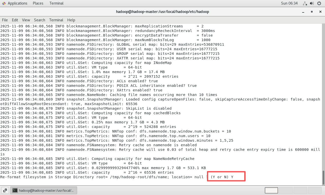 以hadoop用户成功格式化NameNode